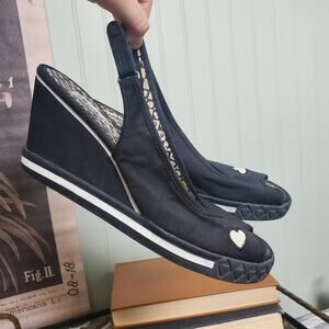 Pre-Owned Skechers 2009 Slingback Sandals Wedge Heels Peep Toe Hearts Us W7